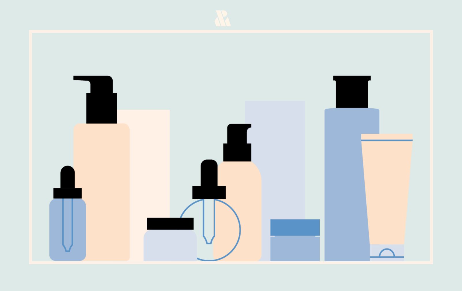 Illustration of a collection of beauty products