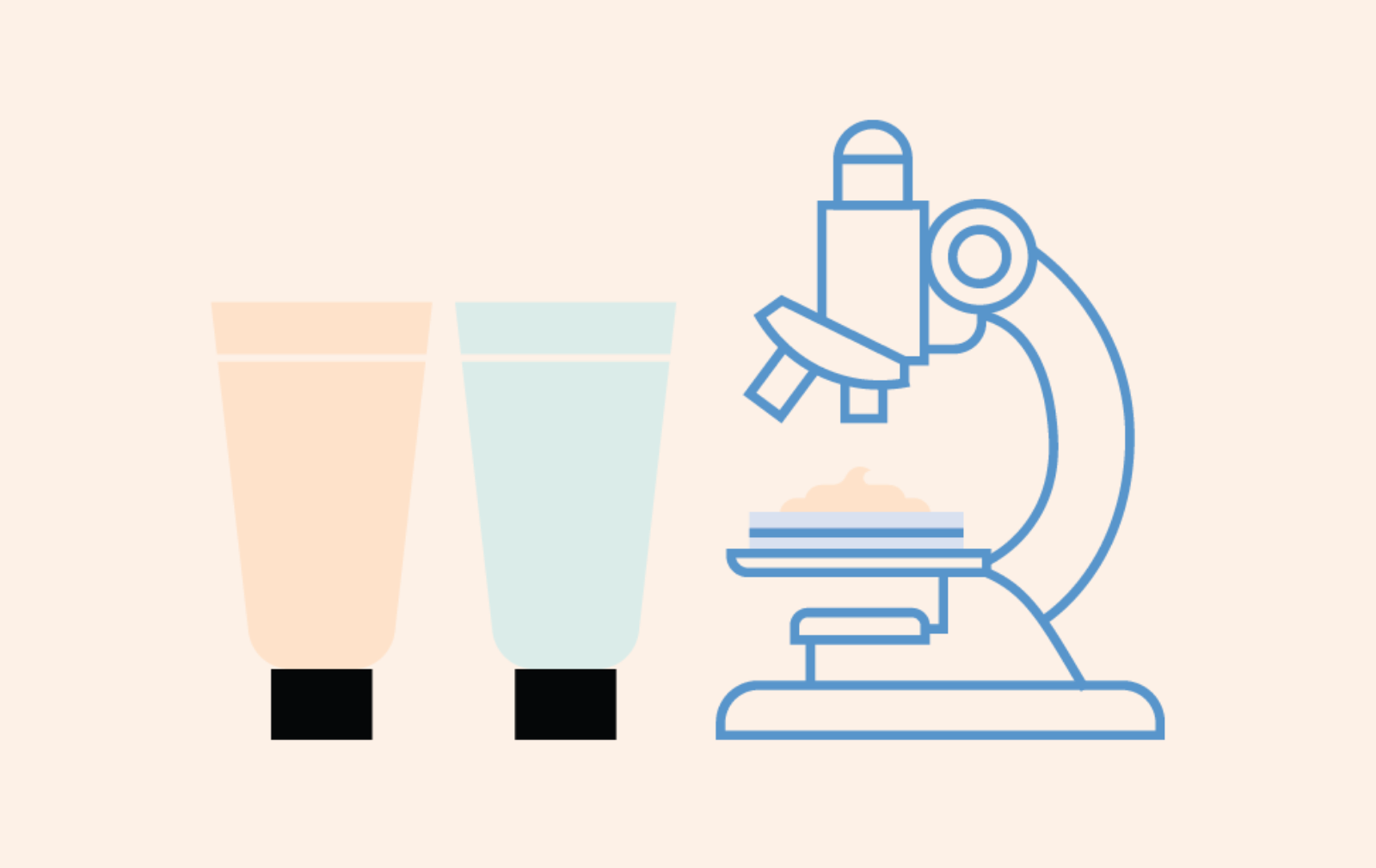 Illustration of beauty products and microscope