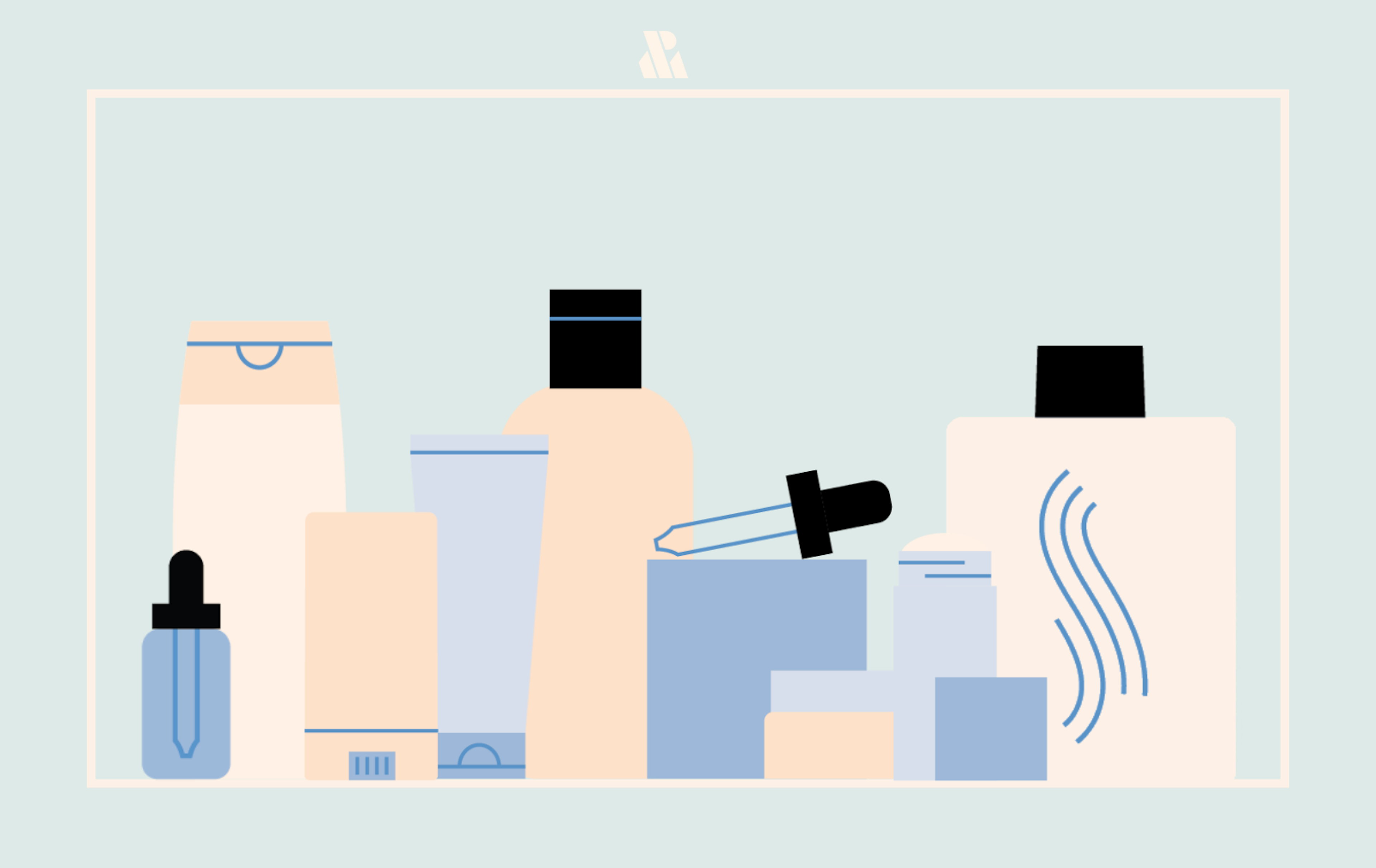 Illustration of a collection of beauty products.