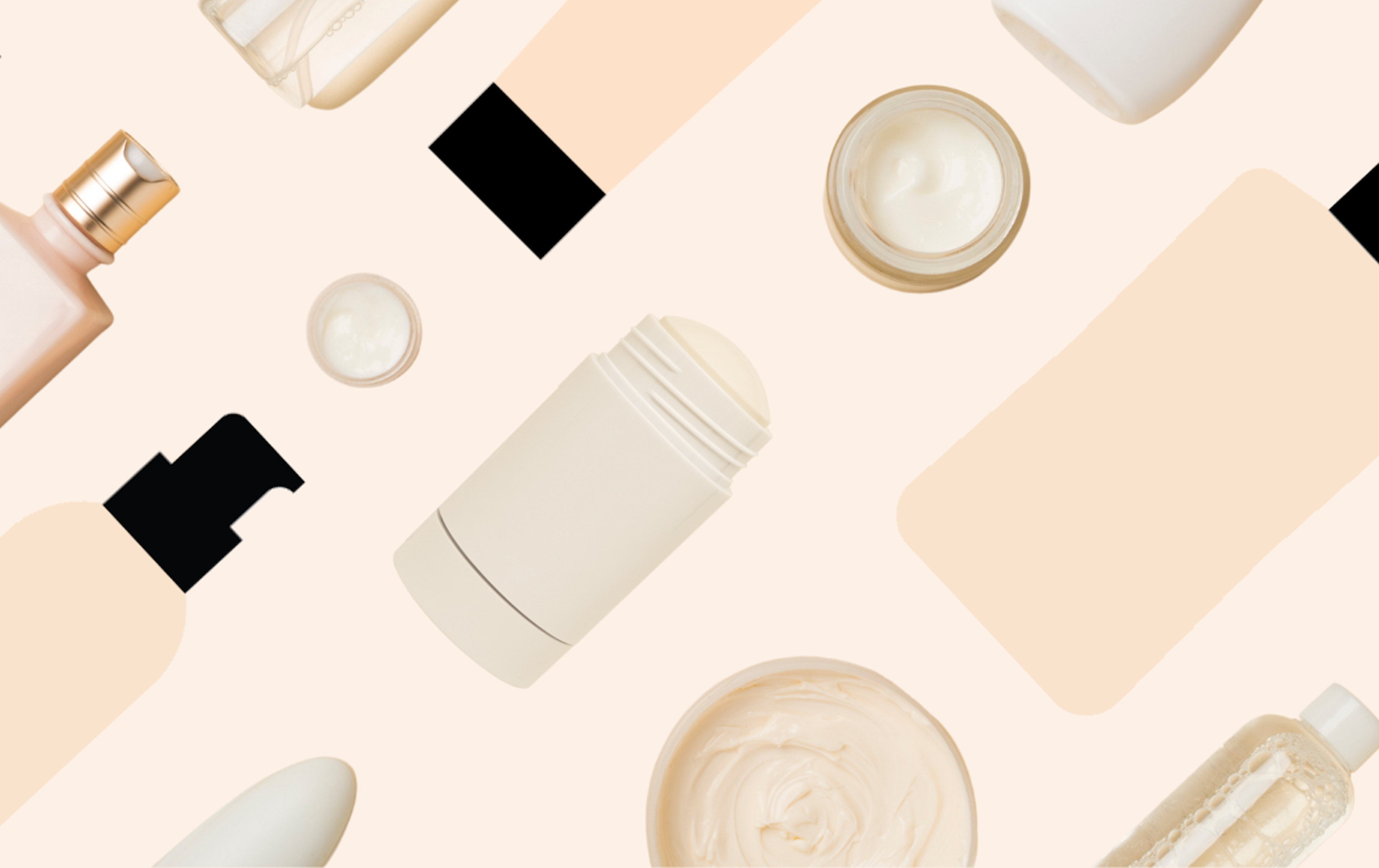 A mixture of real beauty products and illustration of beauty products 