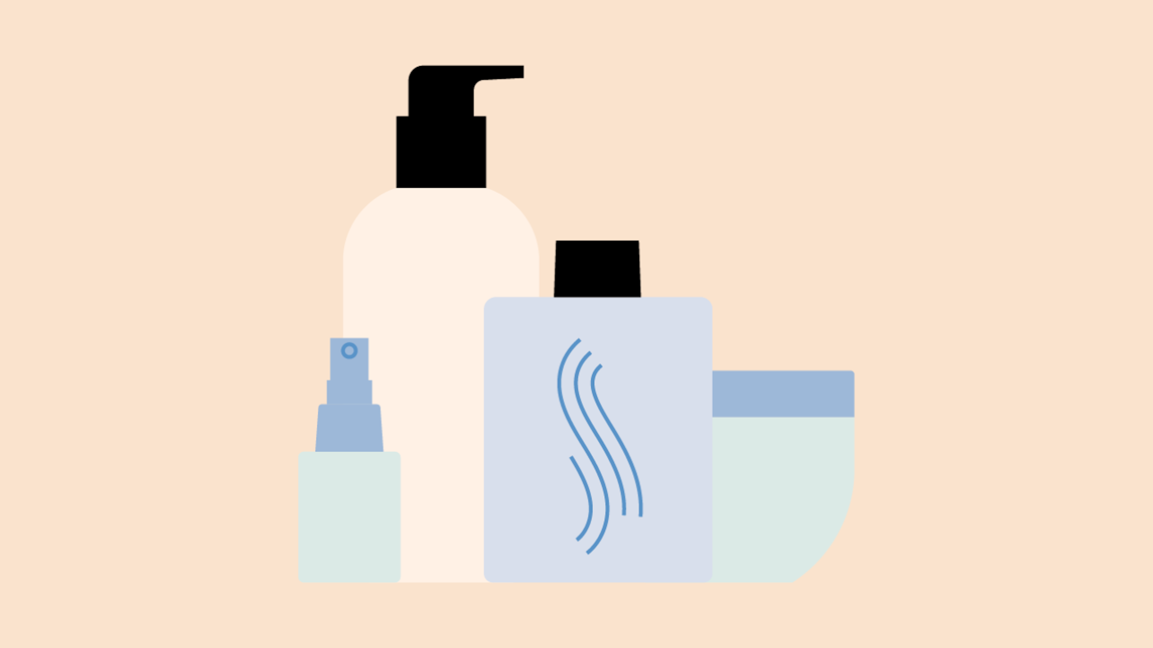 Illustration of a collection of beauty products